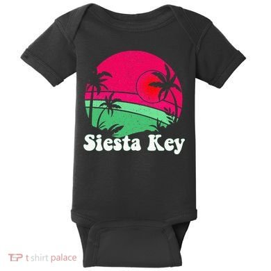 Retro Siesta Key Beach Design Siesta Key Illustration Baby Bodysuit