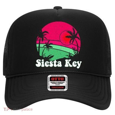 Retro Siesta Key Beach Design Siesta Key Illustration Hat