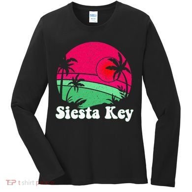 Retro Siesta Key Beach Design Siesta Key Illustration Women's Long Sleeve Shirt