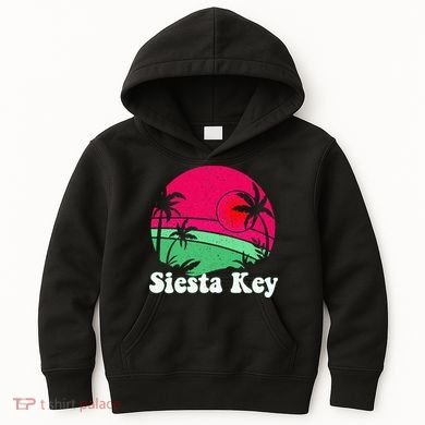 Retro Siesta Key Beach Design Siesta Key Illustration Kids Hoodie