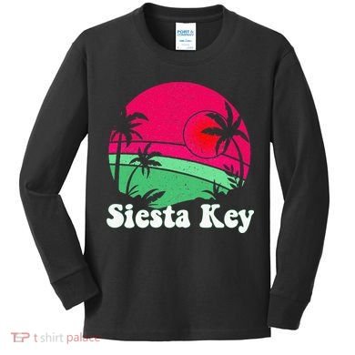 Retro Siesta Key Beach Design Siesta Key Illustration Kids Long Sleeve Shirt