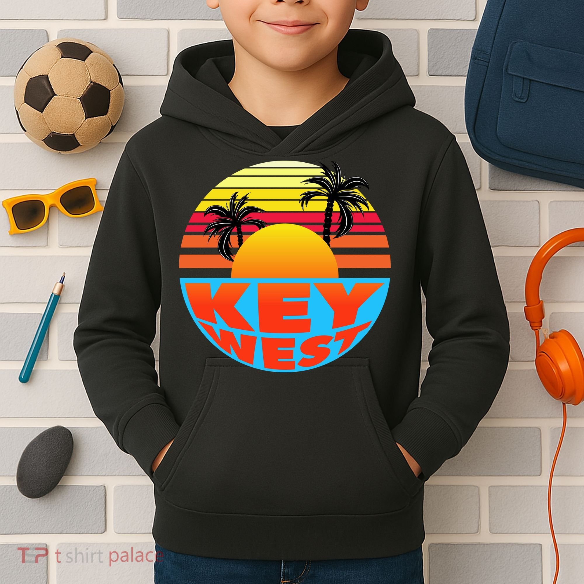 Retro Sunset Key West Florida Kids Hoodie
