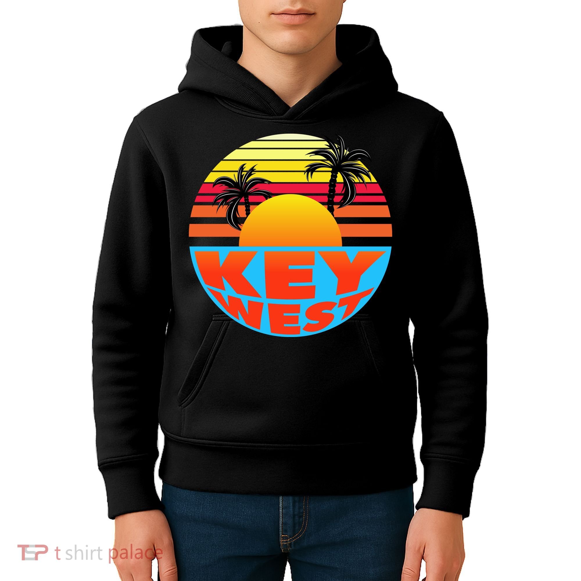 Retro Sunset Key West Florida Kids Hoodie