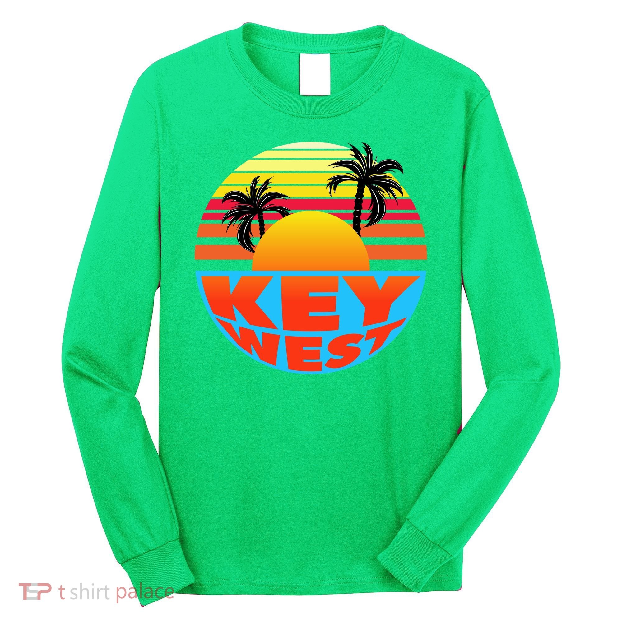 Retro Sunset Key West Florida Long Sleeve Shirt