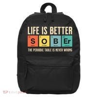 Recovery Sobriety Life Is Better Sober Periodic Table 16 in Basic Backpack thumb 0