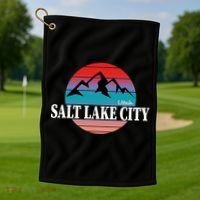 Retro Salt Lake City Utah Golf Towel thumb 1