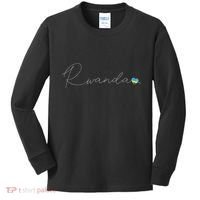 Rwanda Simple Love Rwandan Flag Heart On Rwanda Kids Long Sleeve Shirt thumb 0