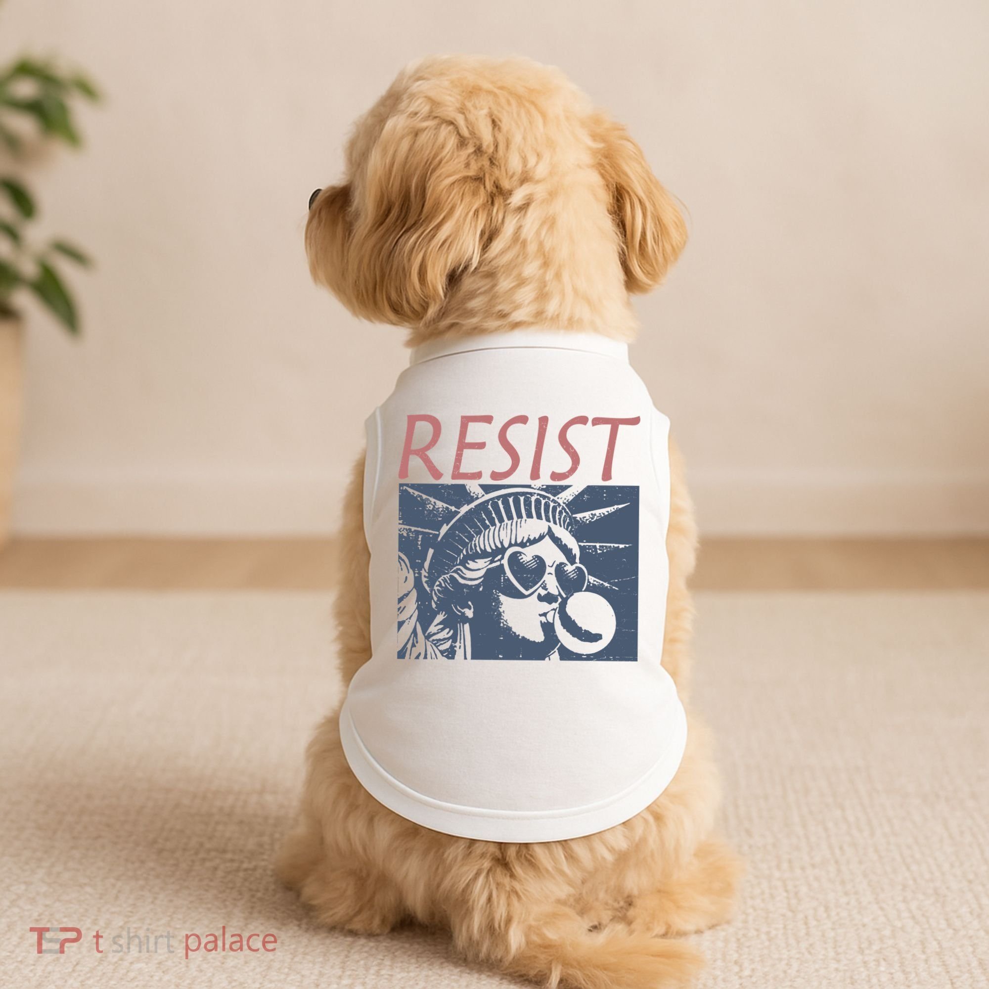 Resist Statue Liberty Bubblegum Protest Equality Doggie Tank