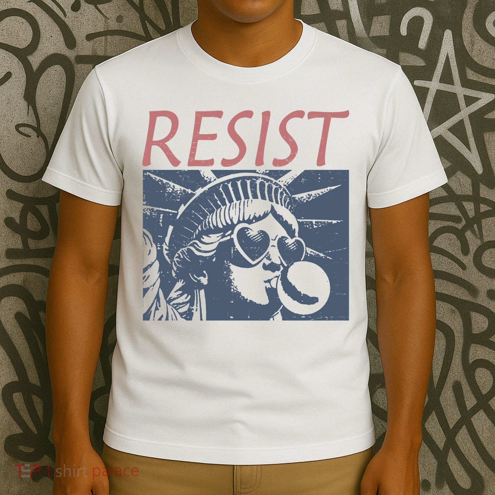 Resist Statue Liberty Bubblegum Protest Equality T-Shirt
