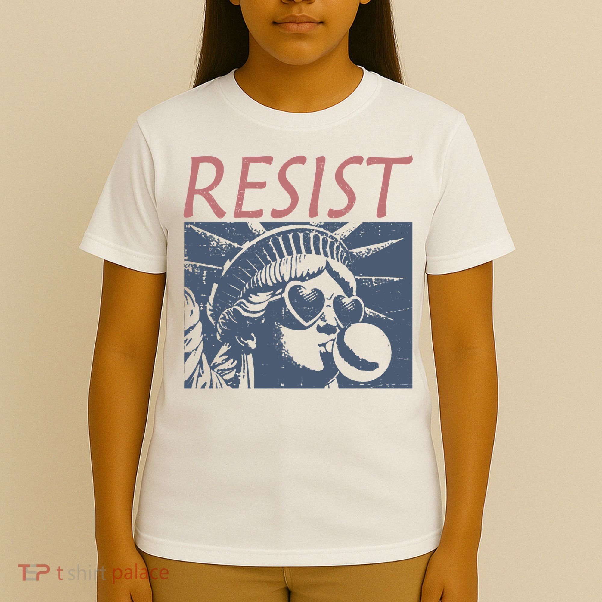 Resist Statue Liberty Bubblegum Protest Equality T-Shirt
