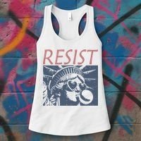 Resist Statue Liberty Bubblegum Protest Equality Women's Tank Top thumb 3