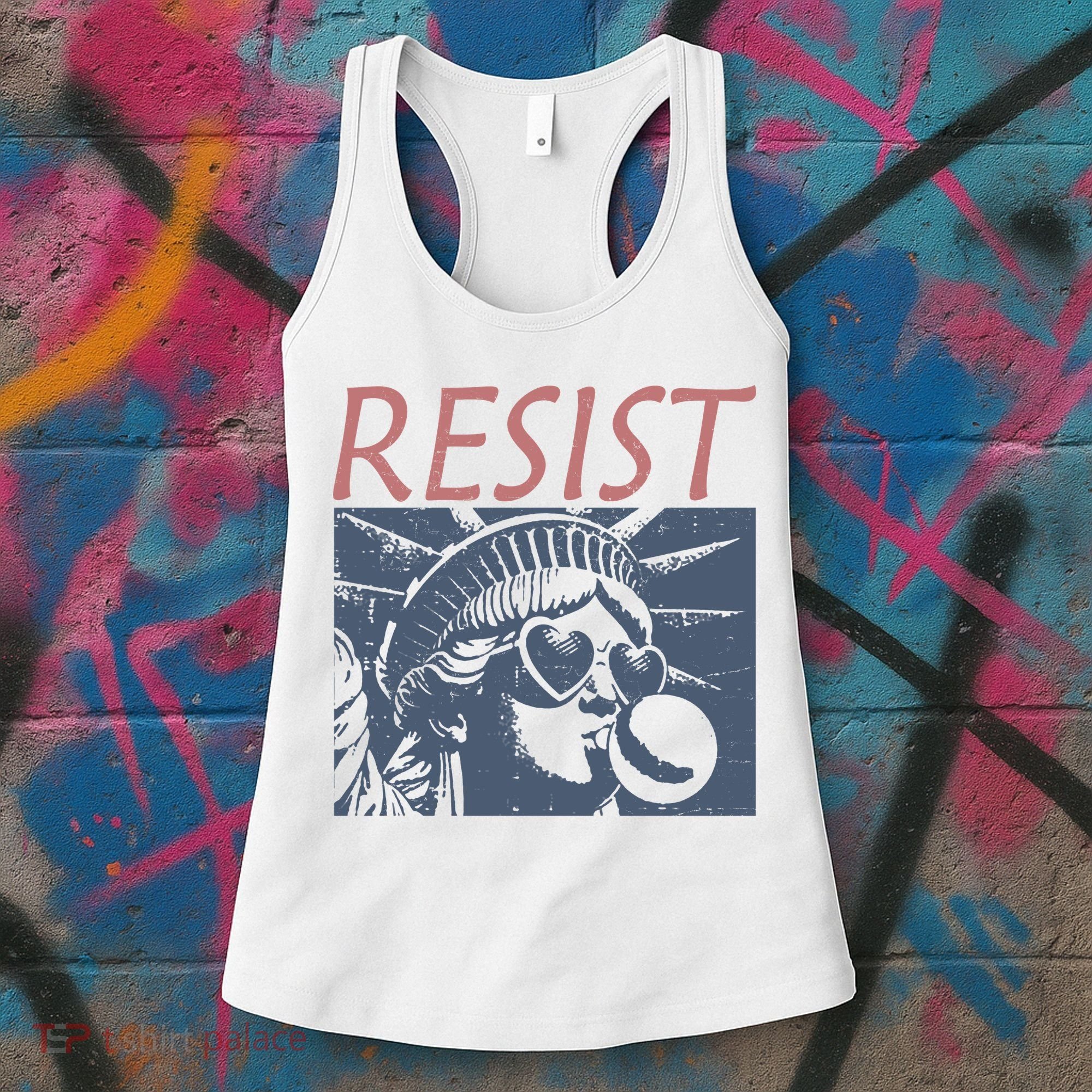 Resist Statue Liberty Bubblegum Protest Equality Women's Tank Top