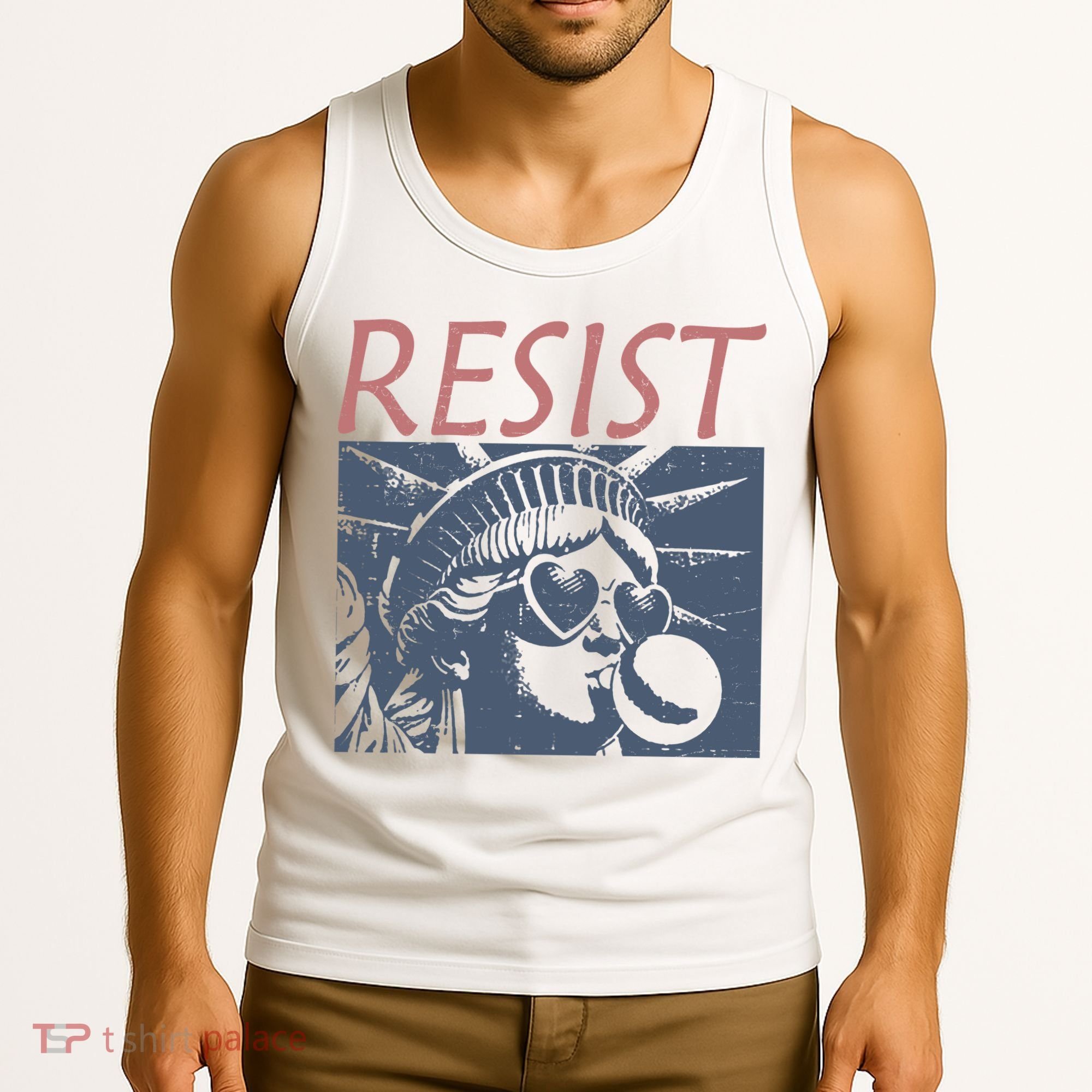 Resist Statue Liberty Bubblegum Protest Equality Tank Top
