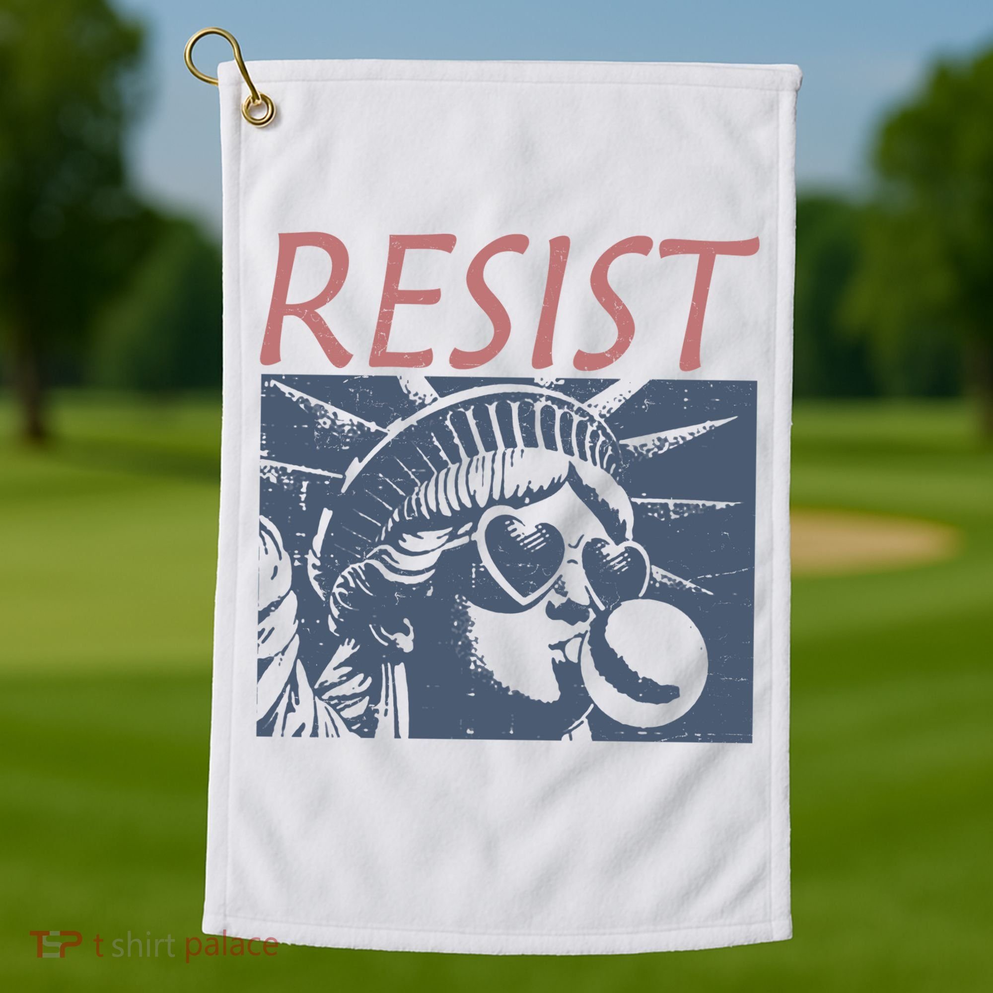 Resist Statue Liberty Bubblegum Protest Equality Golf Towel