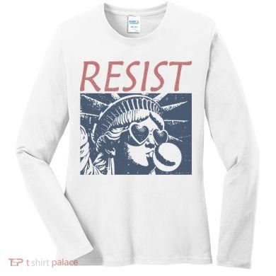 Resist Statue Liberty Bubblegum Protest Equality Women's Long Sleeve Shirt