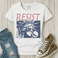 Resist Statue Liberty Bubblegum Protest Equality Women's T-Shirt thumb 3