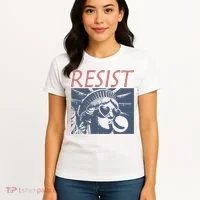 Resist Statue Liberty Bubblegum Protest Equality Women's T-Shirt thumb 4