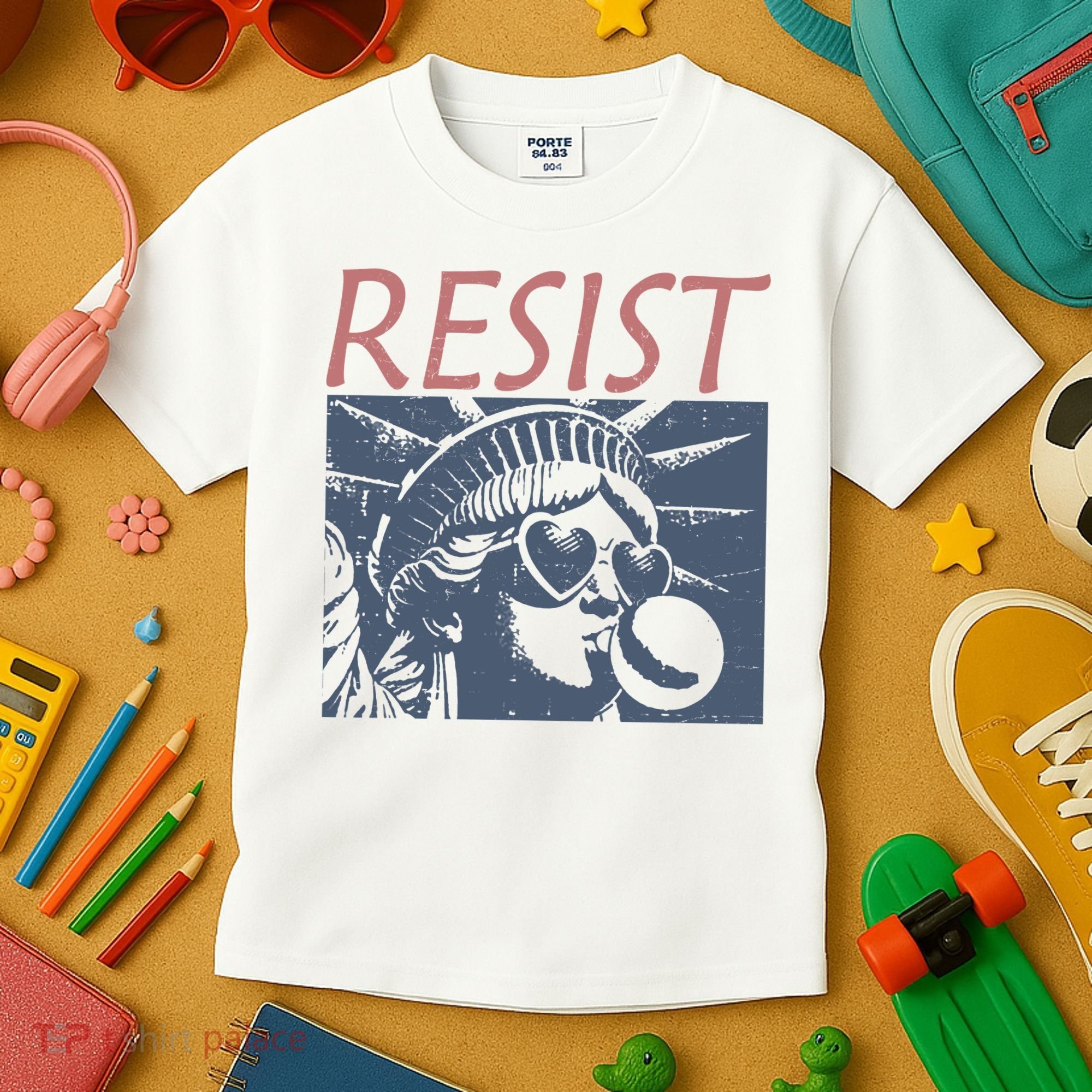 Resist Statue Liberty Bubblegum Protest Equality Kids T-Shirt