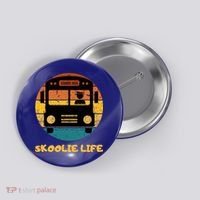 Retro Skoolie Life Converted School Bus Home Lifestyle Button thumb 0