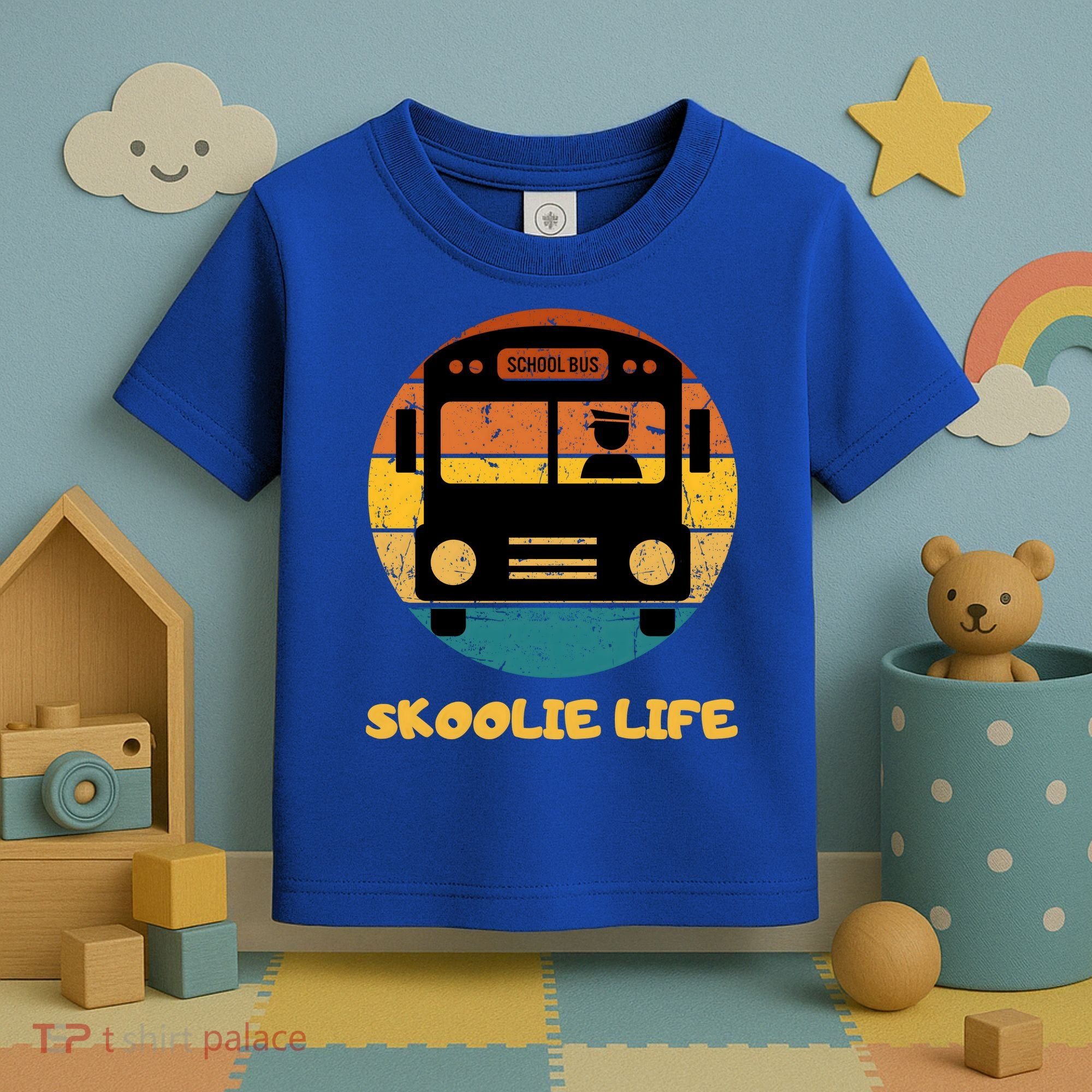 Retro Skoolie Life Converted School Bus Home Lifestyle Toddler T-Shirt