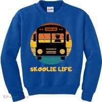 Retro Skoolie Life Converted School Bus Home Lifestyle Kids Sweatshirt thumb 0