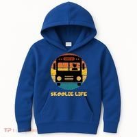 Retro Skoolie Life Converted School Bus Home Lifestyle Kids Hoodie thumb 0