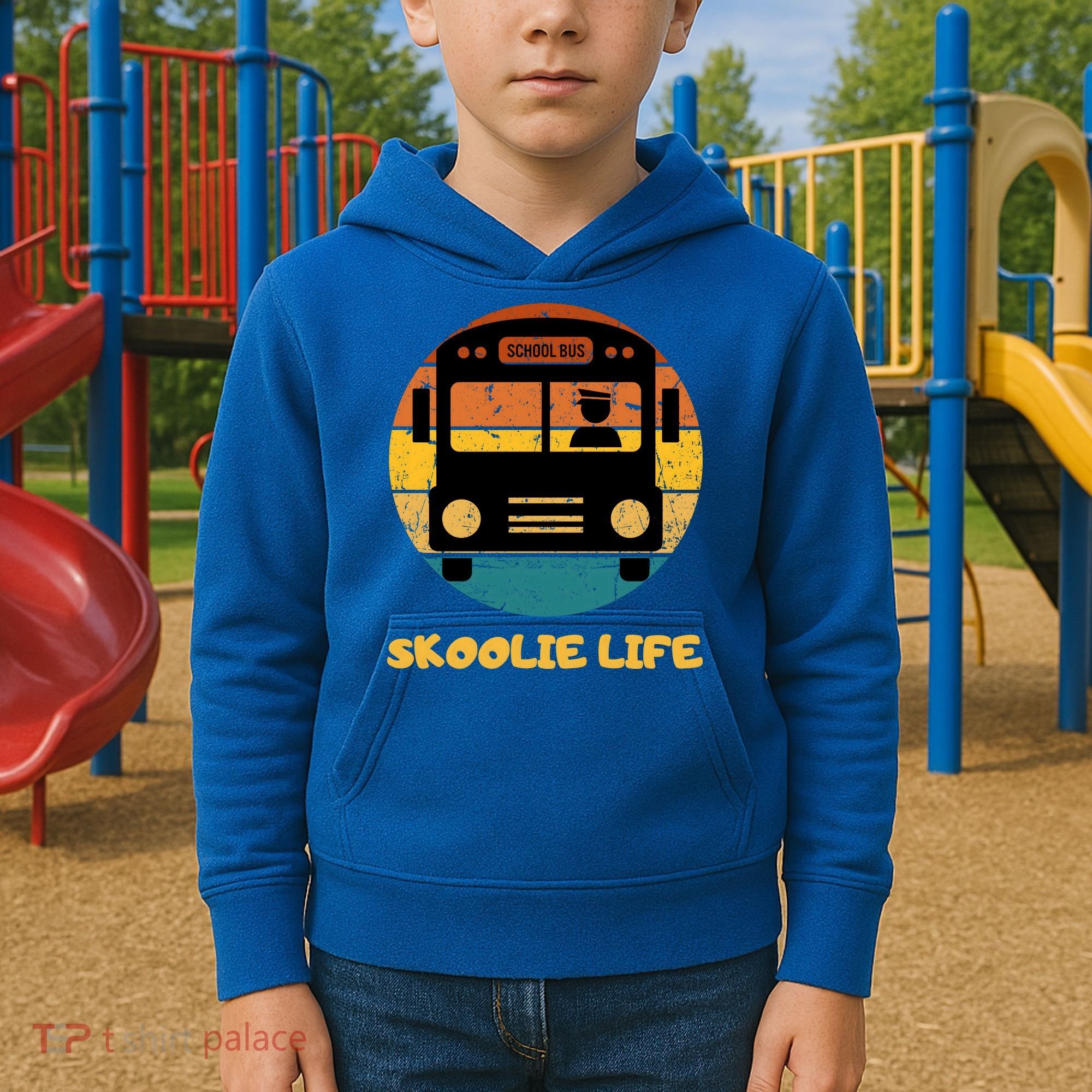 Retro Skoolie Life Converted School Bus Home Lifestyle Kids Hoodie