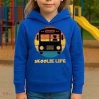Retro Skoolie Life Converted School Bus Home Lifestyle Kids Hoodie thumb 3