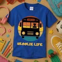 Retro Skoolie Life Converted School Bus Home Lifestyle Kids T-Shirt thumb 3