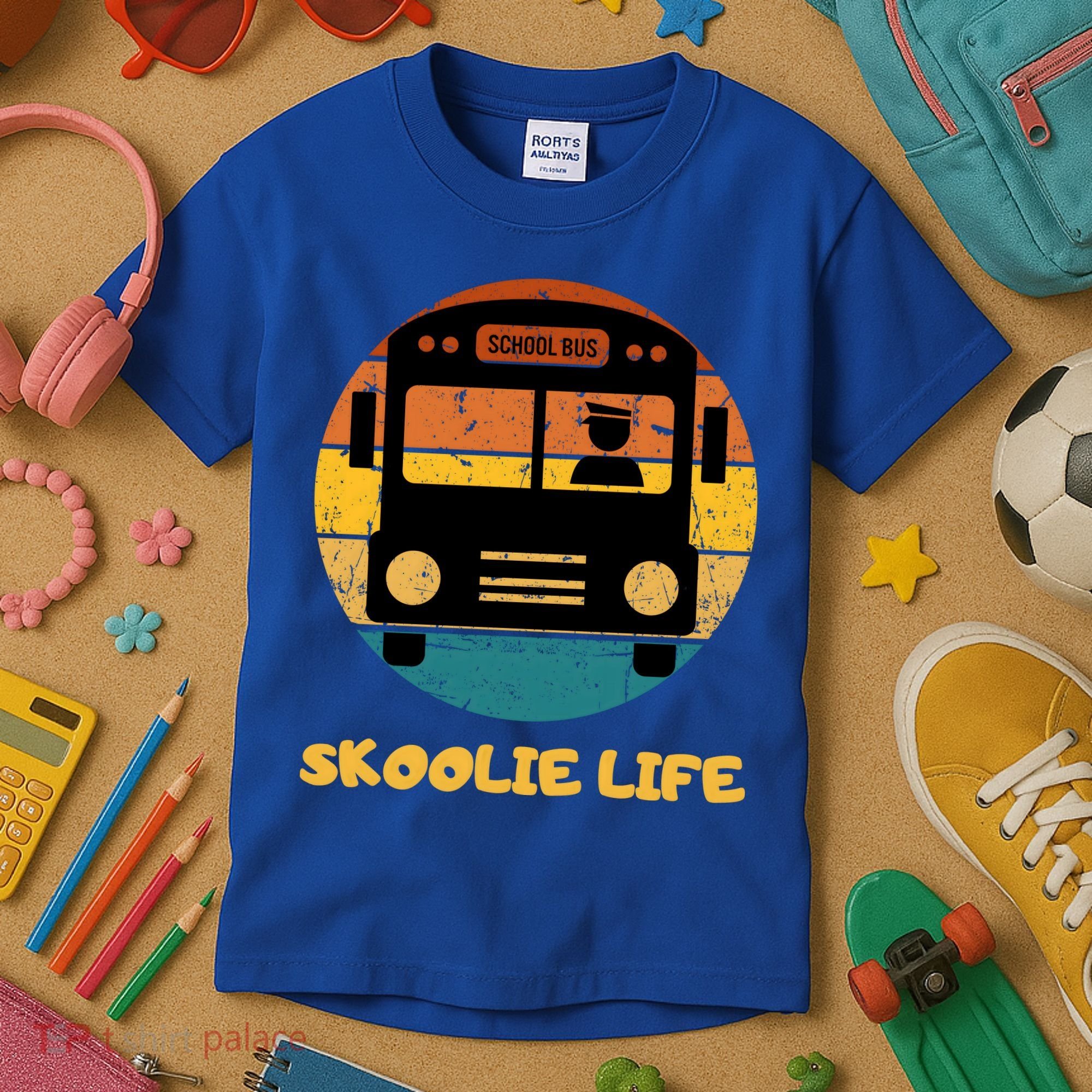 Retro Skoolie Life Converted School Bus Home Lifestyle Kids T-Shirt