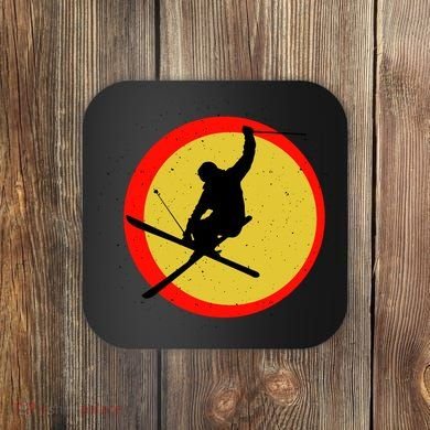 Retro Skiing Logo Coaster