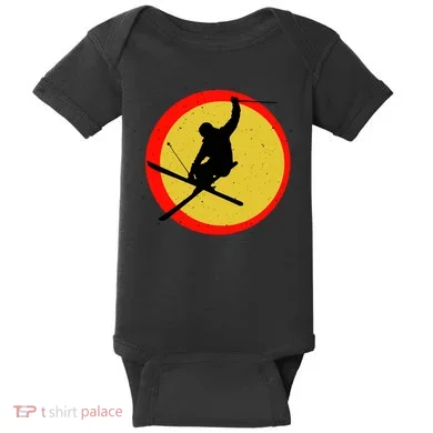 Retro Skiing Logo Baby Bodysuit