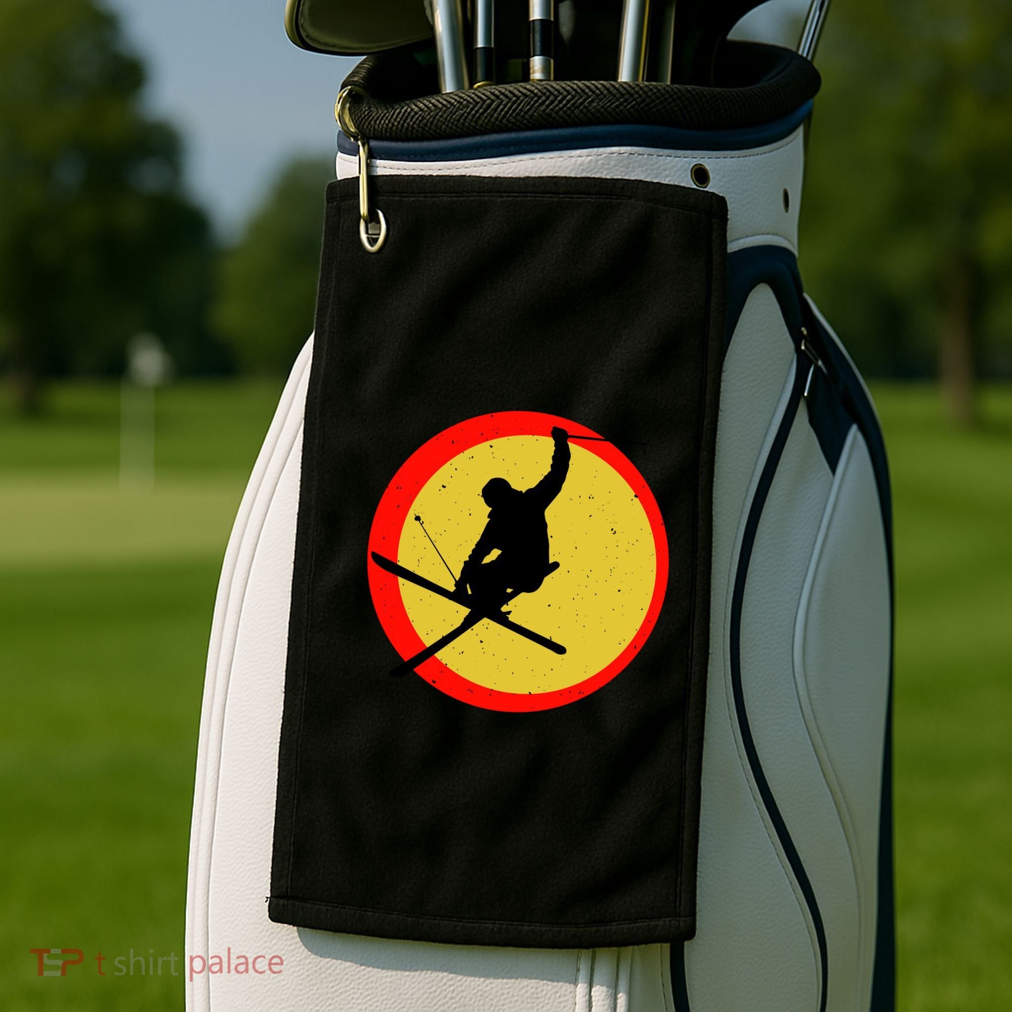 Retro Skiing Logo Golf Towel