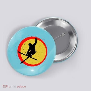 Retro Skiing Logo Button