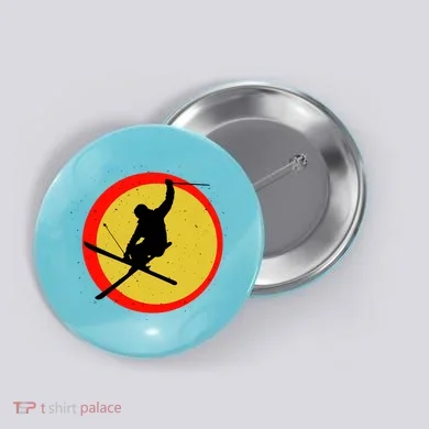 Retro Skiing Logo Button