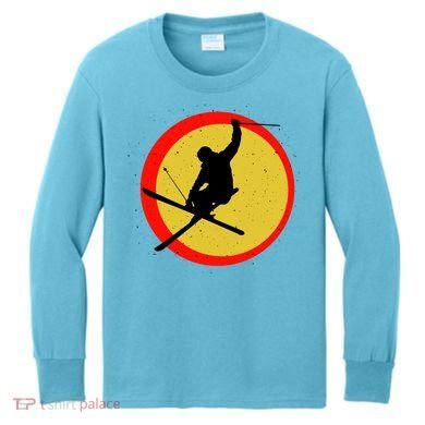 Retro Skiing Logo Kids Long Sleeve Shirt