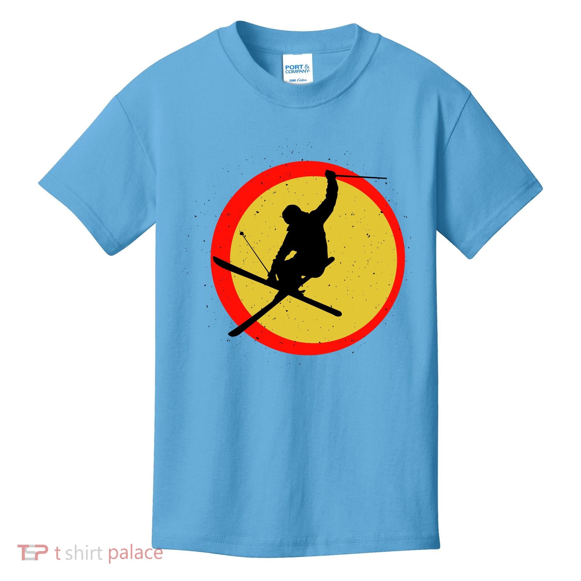 Retro Skiing Logo Kids T-Shirt