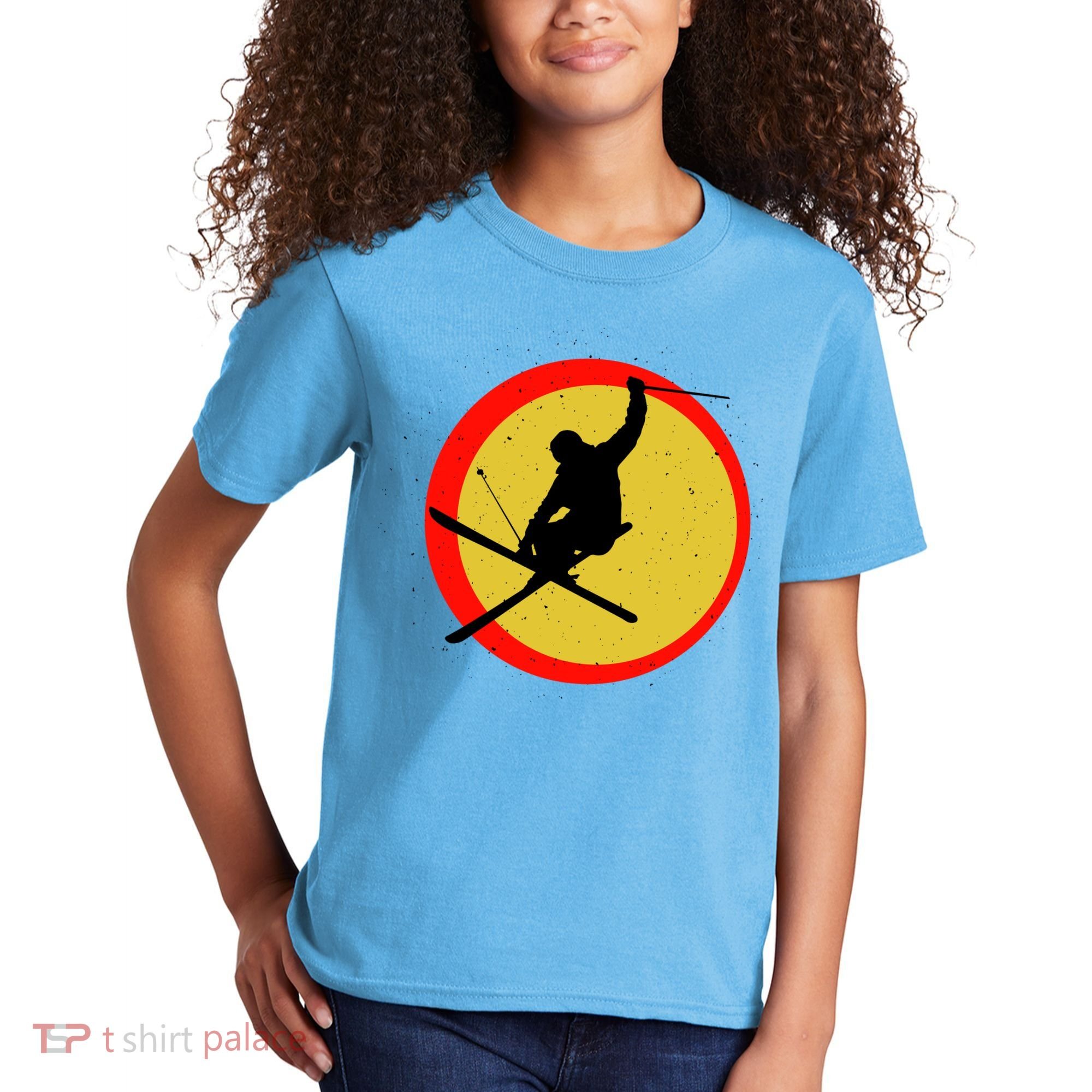 Retro Skiing Logo Kids T-Shirt