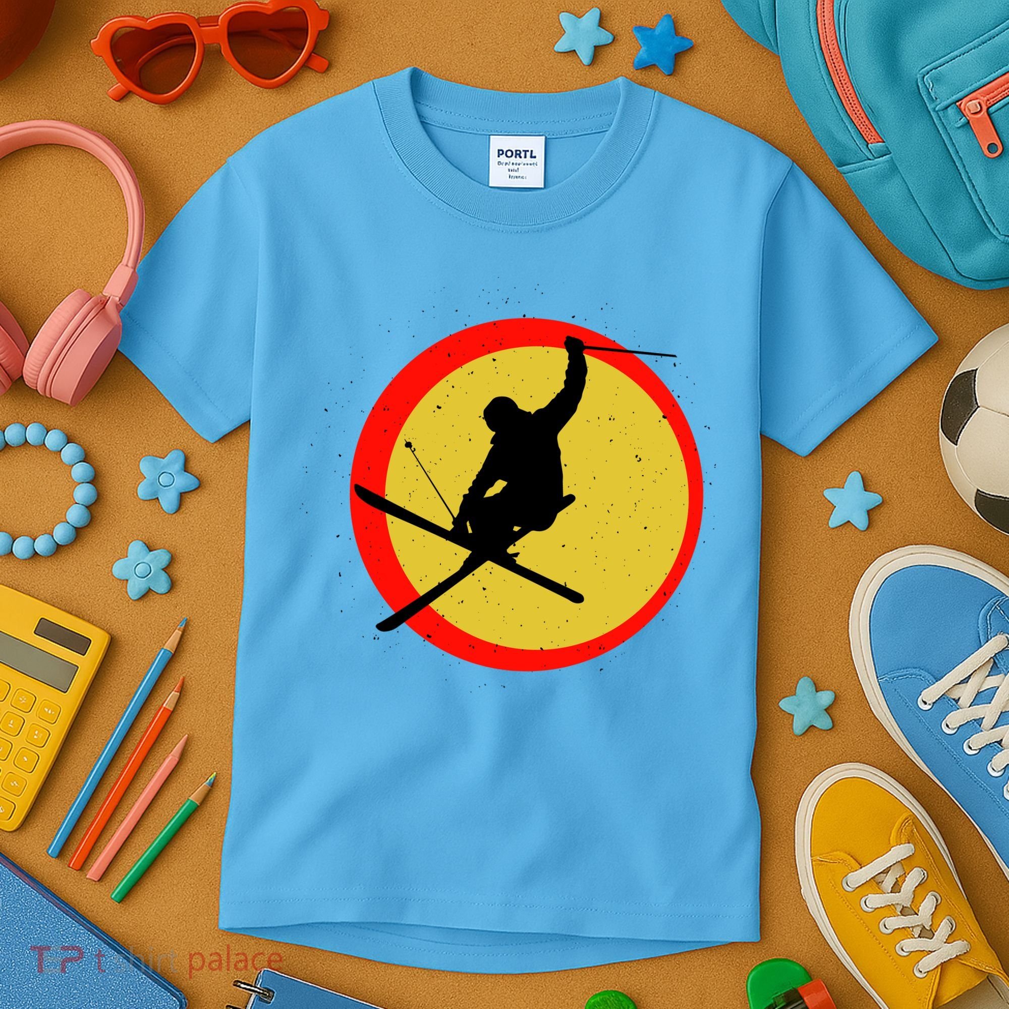 Retro Skiing Logo Kids T-Shirt