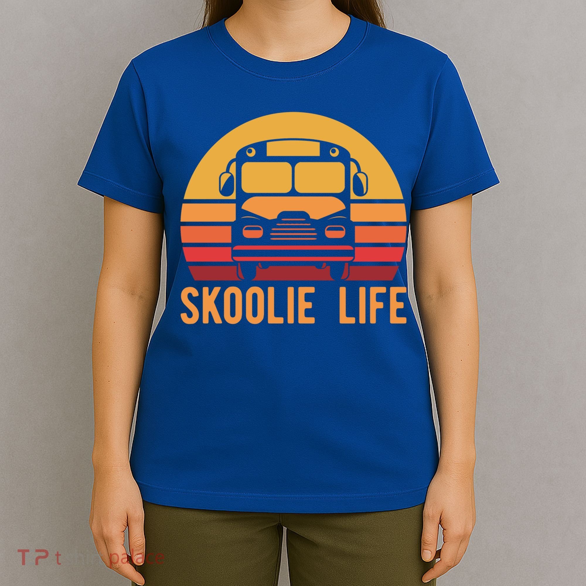 Retro Skoolie Life Converted School Bus Home Lifestyle Funny Gift T-Shirt