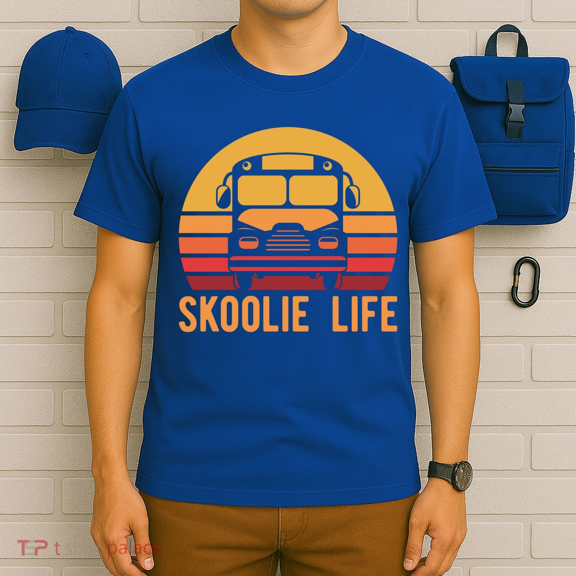 Retro Skoolie Life Converted School Bus Home Lifestyle Funny Gift T-Shirt