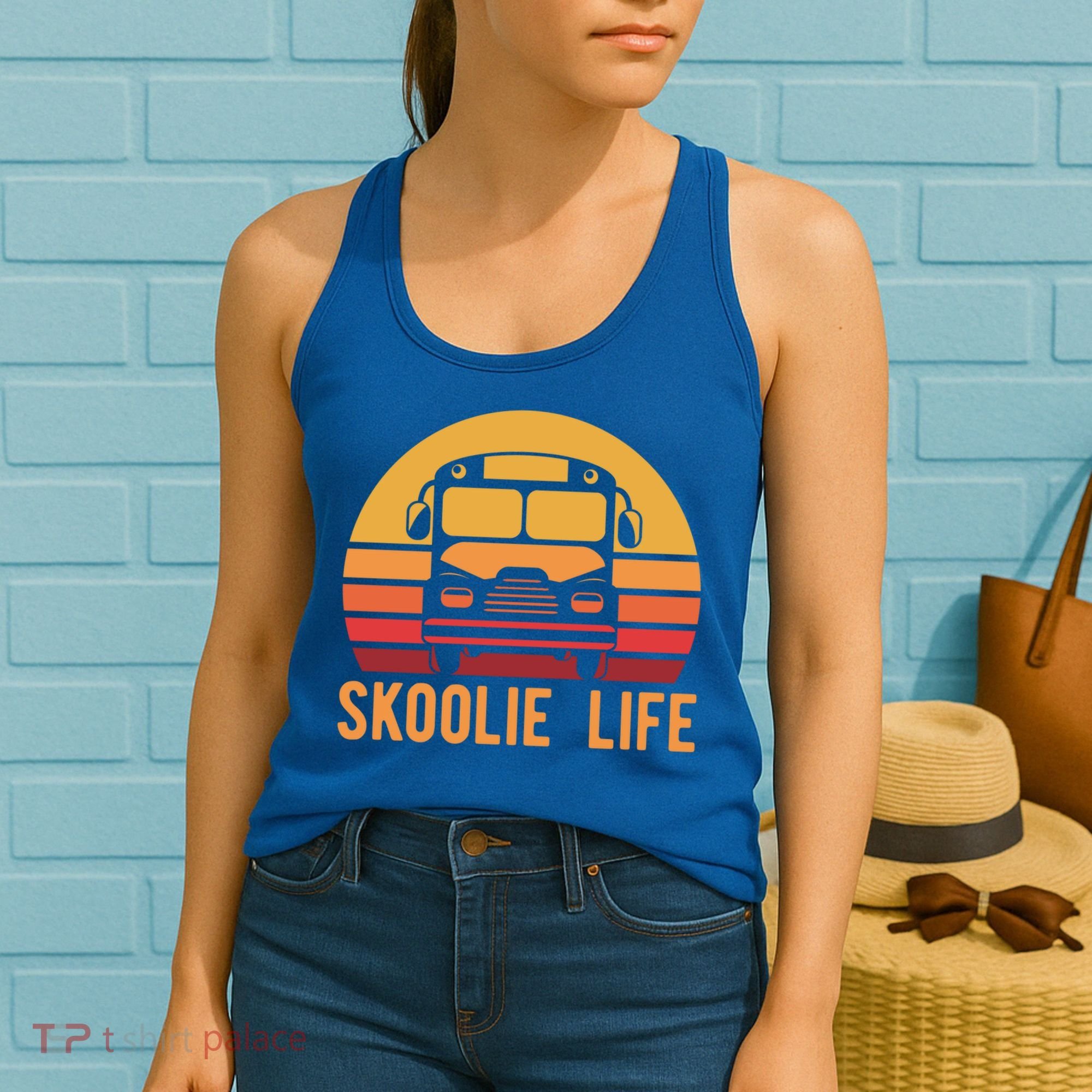 Retro Skoolie Life Converted School Bus Home Lifestyle Funny Gift Women's Tank Top