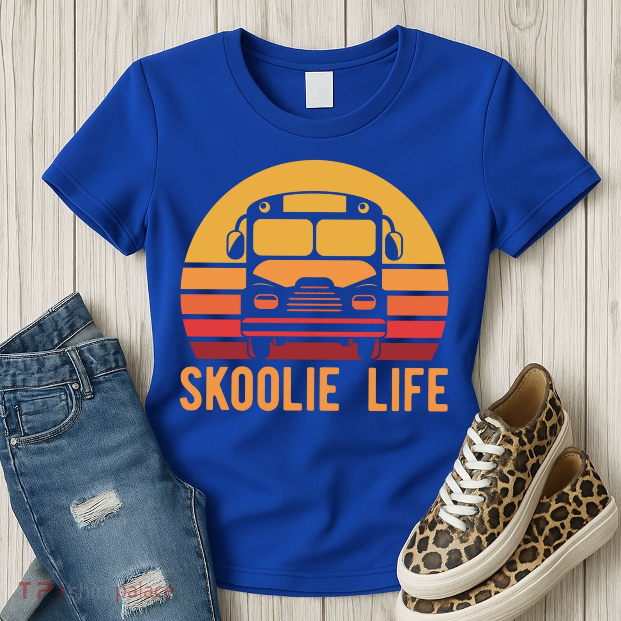 Retro Skoolie Life Converted School Bus Home Lifestyle Funny Gift Women's T-Shirt
