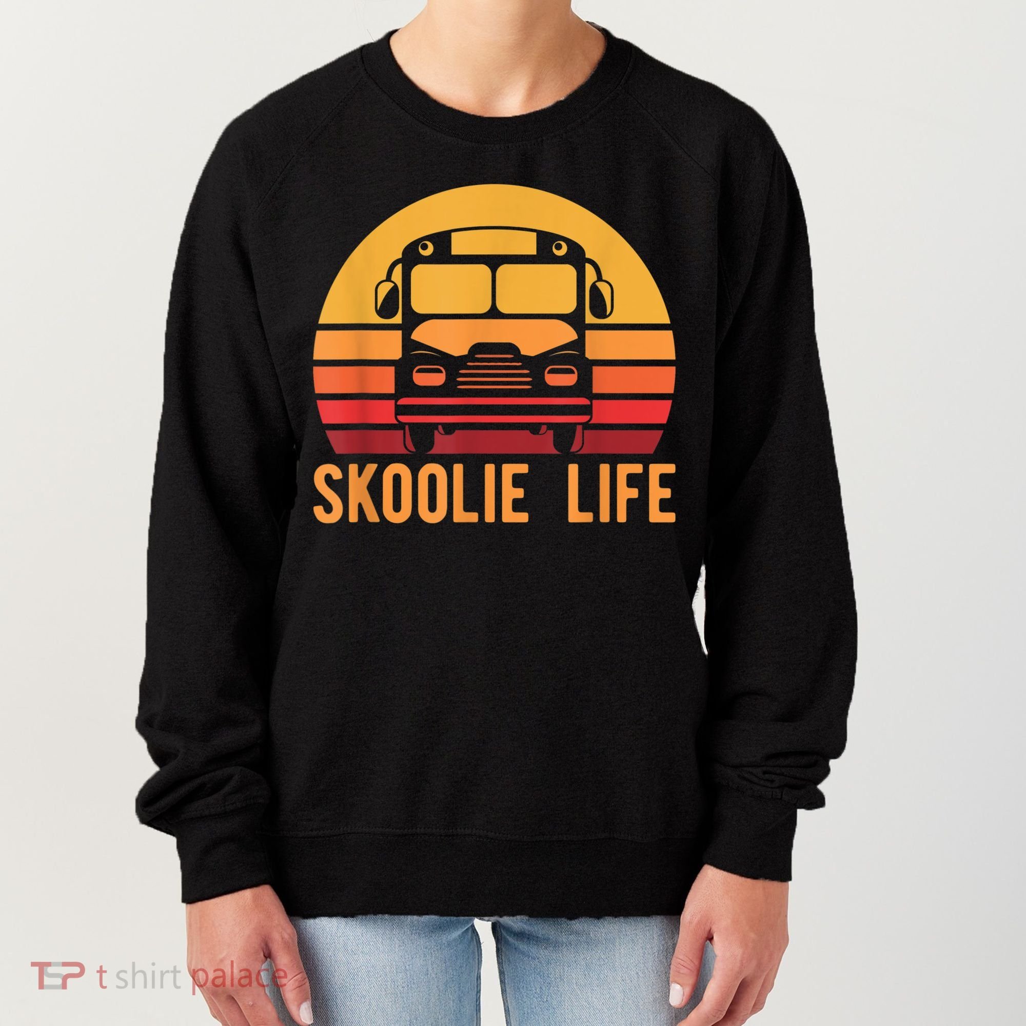 Retro Skoolie Life Converted School Bus Home Lifestyle Women's Sweatshirt