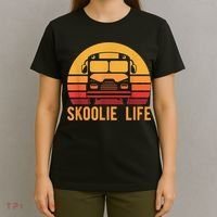 Retro Skoolie Life Converted School Bus Home Lifestyle T-Shirt thumb 4