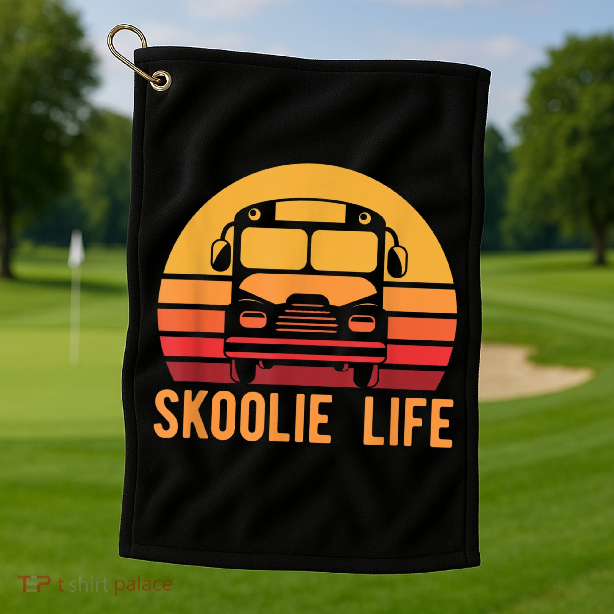 Retro Skoolie Life Converted School Bus Home Lifestyle Golf Towel