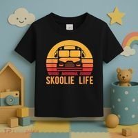 Retro Skoolie Life Converted School Bus Home Lifestyle Toddler T-Shirt thumb 3