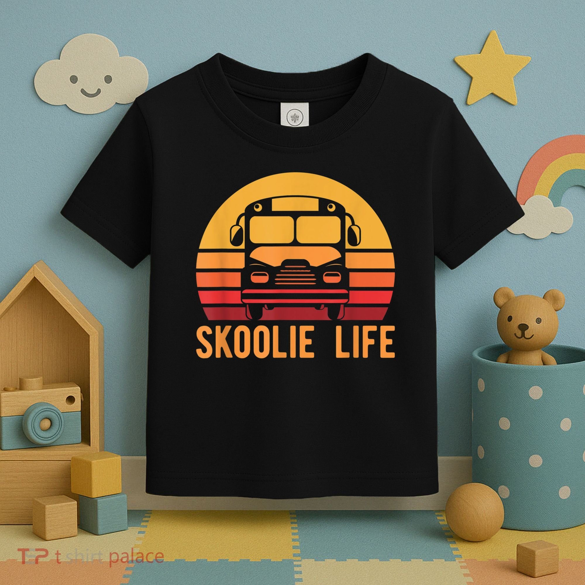 Retro Skoolie Life Converted School Bus Home Lifestyle Toddler T-Shirt