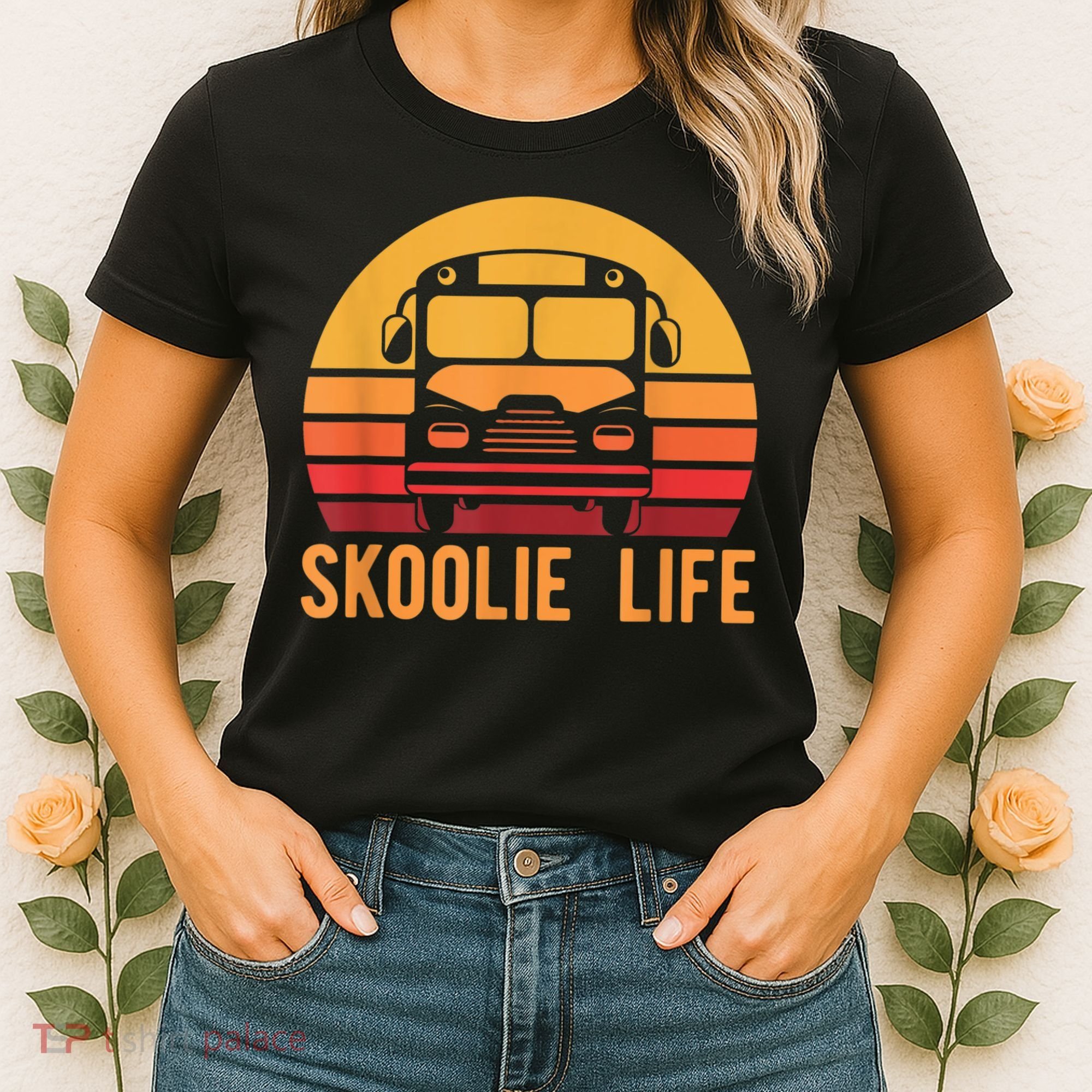 Retro Skoolie Life Converted School Bus Home Lifestyle Women's T-Shirt