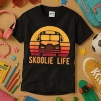 Retro Skoolie Life Converted School Bus Home Lifestyle Kids T-Shirt thumb 3